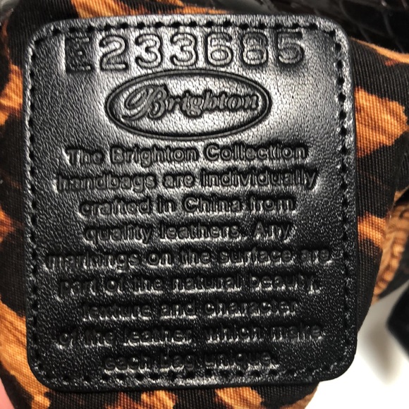 Brighton Faux Crocodile Pebbled Leather Brown Bag - Picture 11 of 11